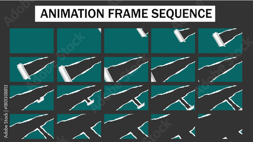 Torn Paper Transition Animation Frame Sequence - Rolled-Up Page Reveal Effect