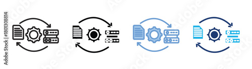 Data transformation icon set multiple style collection