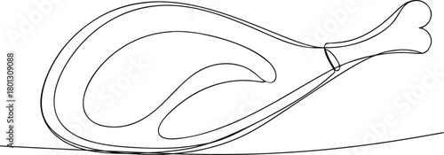 Single line drawing of a cooked chicken leg food meat