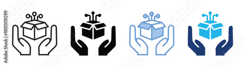 Digital product icon set multiple style collection