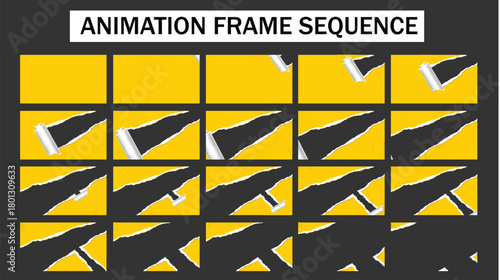 Torn Paper Transition Animation Frame Sequence - Rolled-Up Page Reveal Effect