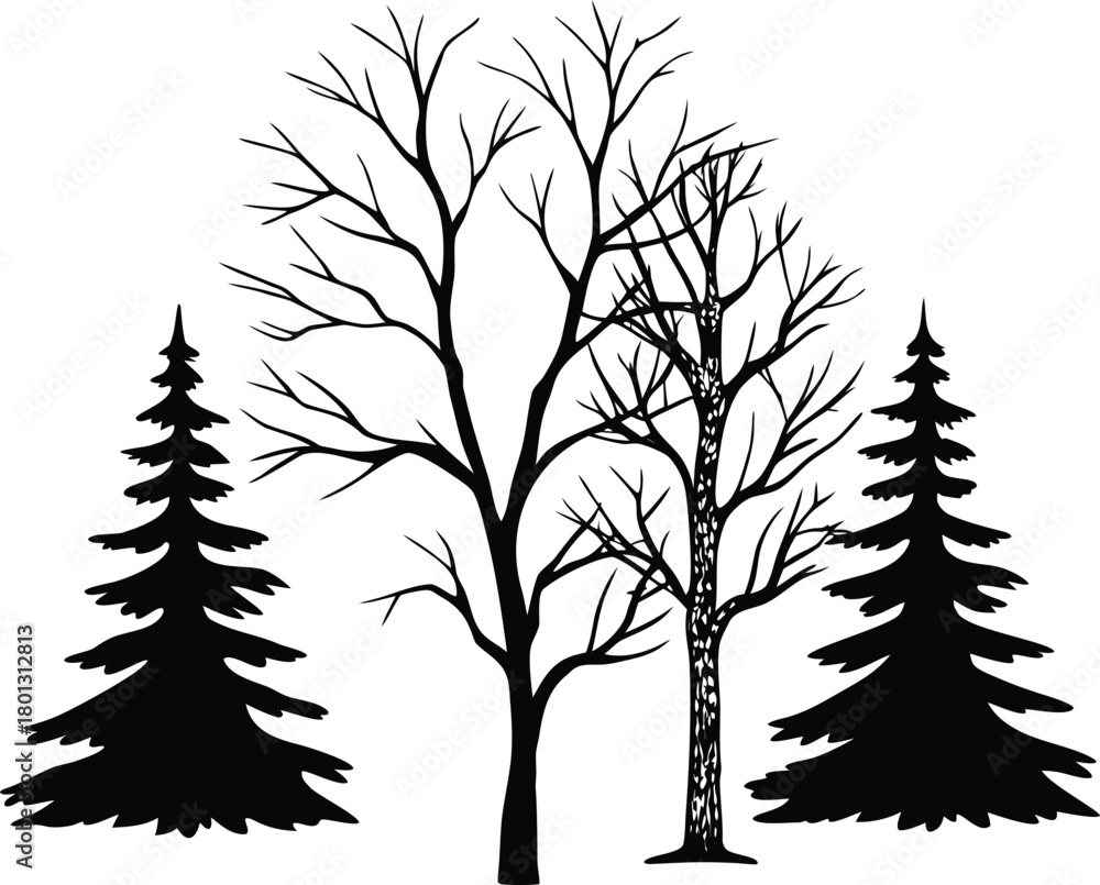 Obraz premium vector silhouettes of trees
