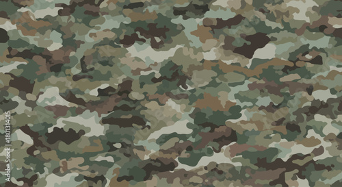 Soft forest green and brown hunting camouflage fabric print, Unique hand painted style army pattern for apparel and design