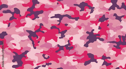 Modern fashion camo background with vibrant pink tones, Feminine and bold military style camouflage print, Girly camouflage texture wallpaper for youth apparel
