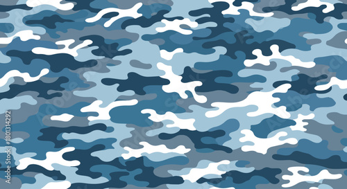 Naval maritime camouflage pattern in ocean colors, Military navy style camo background with blue, gray, and white tones, Flowing organic shapes camouflage texture