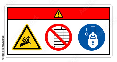 Danger Hand Entanglement Gear Crusher Symbol Sign, Vector Illustration, Isolate On White Background Label. EPS10