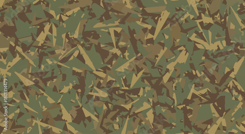 Splinter camouflage pattern with sharp angular fragments, Abstract geometric camouflage texture for tactical apparel, Brown and green fragment camouflage wallpaper for outdoor design
