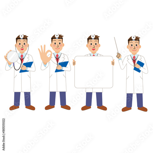 医者の診断、ホワイトボード、説明の前身ポーズ