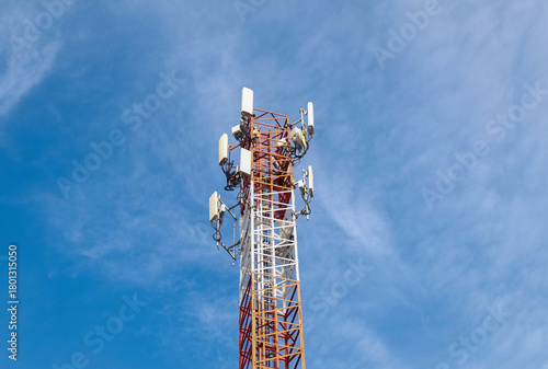 telecommunication tower with antennas
