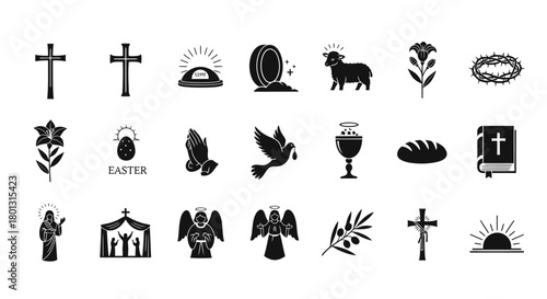 Christian Symbols Icons Set Vector Illustration