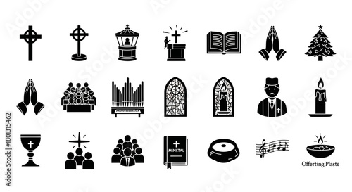 Christian Symbols and Icons Set for Church and Worship Services