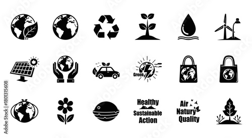 Eco Friendly Icons Set Collection Illustration
