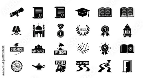 Education and Knowledge Icons Stock Photography Image File Name.