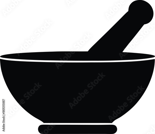 Spice grinder or herb crusher symbol, traditional cooking equipment vector silhouette