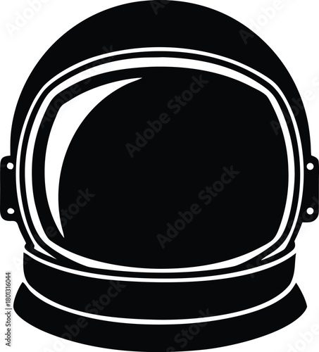 Minimalist astronaut helmet vector, simple sci-fi space icon graphic