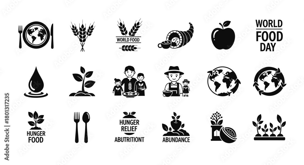 Fototapeta premium World Food Day Icons Collection Stock Photography.