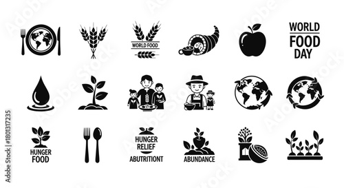 World Food Day Icons Collection Stock Photography.