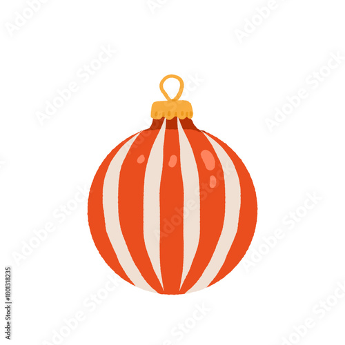 Vintage Christmas ornaments and stockings flat vector set, cozy retro holiday decorations with baubles, bells, candy cane, acorn and star clipart for wrapping paper, patterns and festive stationery