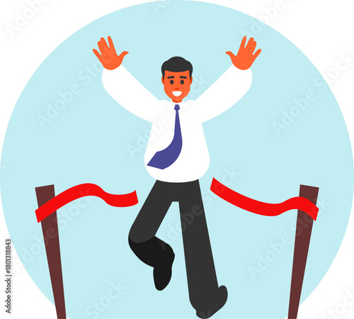 Businessman Winning the Race Vector Illustration