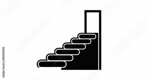 Simple graphic illustration of a staircase leading to an open doorway, symbolizing progress and opportunity.