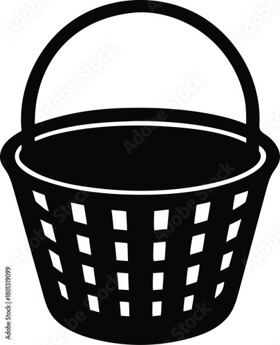 Basket silhouette vector illustration, traditional woven container graphic element