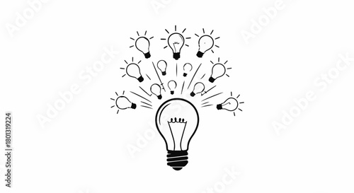 Bright idea erupts from a single lightbulb, inspiring many new concepts
