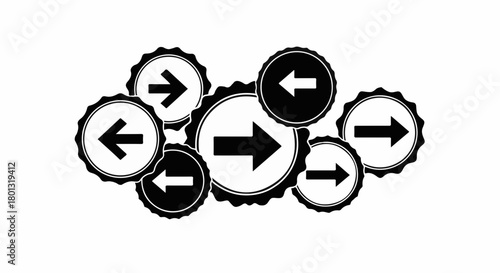 Directional arrows pointing in different directions, symbolizing choice and confusion