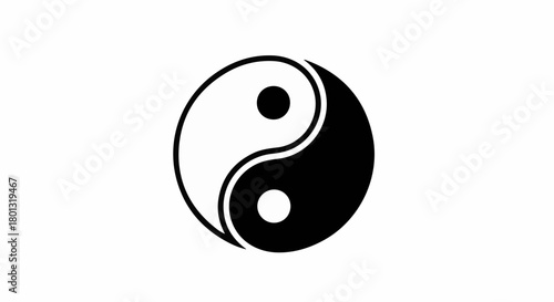 Classic yin yang symbol representing balance and harmony on a clean white background