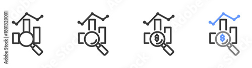 The Ultimate market research Styles with Variations Line of icon set vector illustration