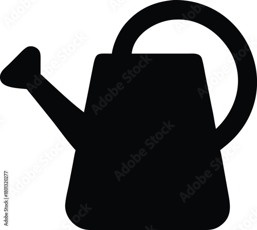 A black simple watering can silhouette offers gardening icon with rounded handle