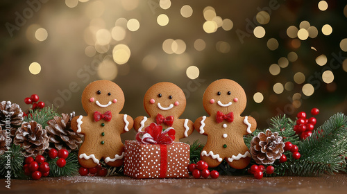 Gingerbread babies holding presents fill with joy of season
