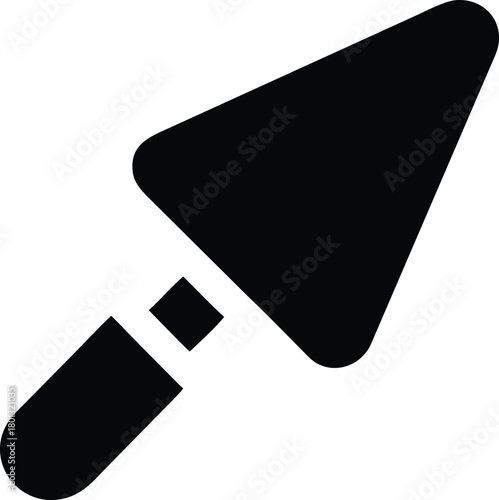 A bold black icon shows a triangular brick trowel shape precisely