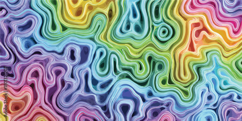 Astratto sfondo colorato con linee curve e sfumature arcobaleno, un effetto visivo dinamico e moderno.