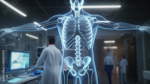 Futuristic Medical Scan - Human Anatomy Visualization in a Lab.