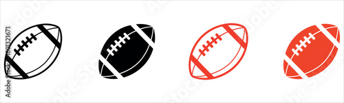 Get Ready for Game Day with Classic Football Icons in Black and Red, Perfect for Sports Fans and Team Spirit Graphics, Add Excitement to Your Design Projects.