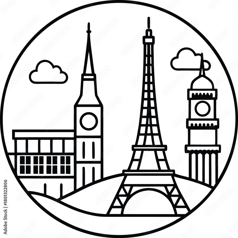Obraz premium paris eiffel tower vector