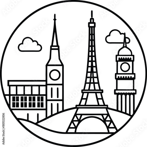 paris eiffel tower vector