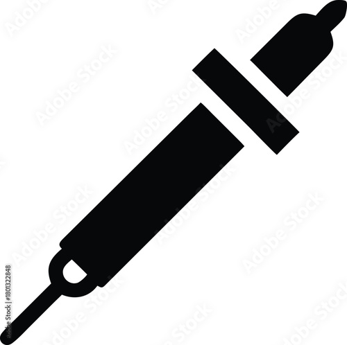 A simple black dropper icon presents an easy design for various scientific purposes