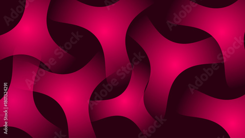 Vibrant abstract seamless pattern with glowing magenta gradients forming smooth curved geometric shapes on a dark background, creating a modern and dynamic decorative design.