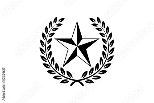 Bold star emblem surrounded by a laurel wreath on a clean white background.