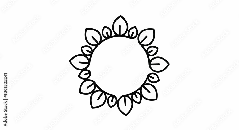 Fototapeta premium Decorative circular floral border with delicate leaf elements