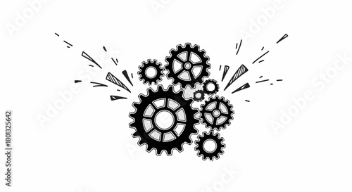 Interlocking gears symbolizing innovation and mechanical synergy