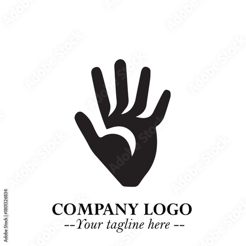 Wallpaper Mural Minimalist Black Hand Logo Symbol on White Background in Clean Modern Silhouette Style Torontodigital.ca
