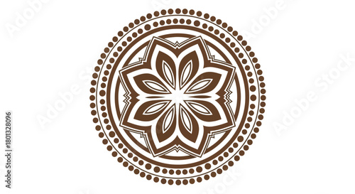 Brown floral mandala design vector art decorative flower pattern