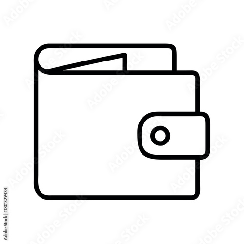 Simple line art icon of a closed bifold wallet with a snap closure