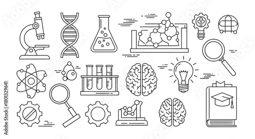 Science and education vector illustration with laboratory icons