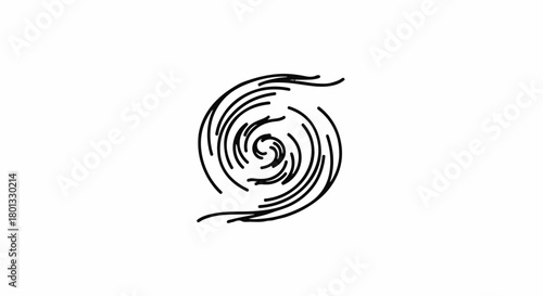 Abstract swirling lines creating a dynamic vortex on a clean white background