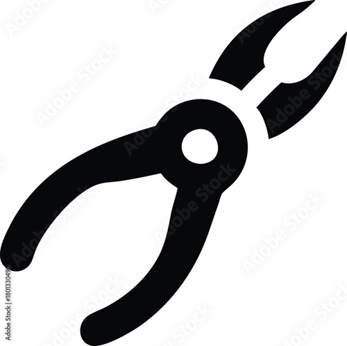Black cutting pliers show a simple icon on a clear white surface