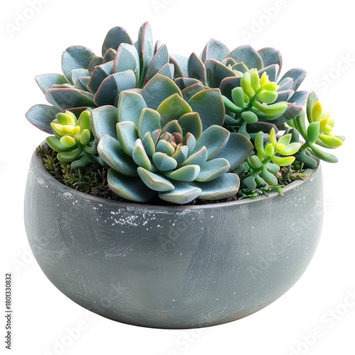 Echeveria Elegans a Flourishing Collection of Succulents in Spherical Textured Light Grey Concrete