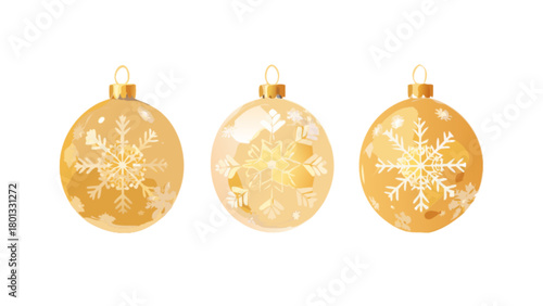 Christmas ornaments gold snowflake holiday decoration xmas baubles festive season celebration winter decor